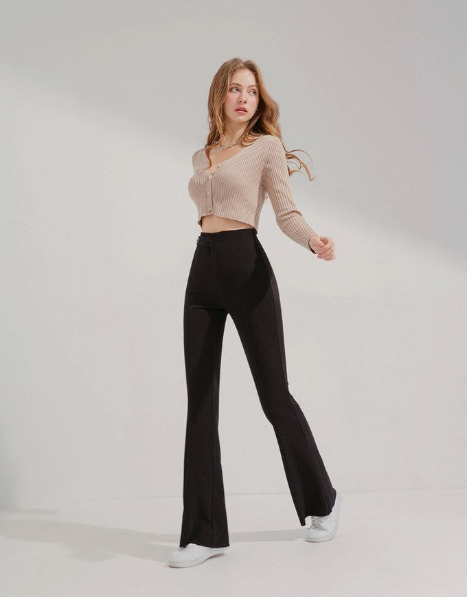 AOSAN Cropped Trousers Elegant Tight Elastic Flare Pants Office Women's  Elastic High Waist Flare Pants Women's Spring Ankle Pants (Color : Black,  Size : XL(55kg-62kg)) : Buy Online at Best Price in