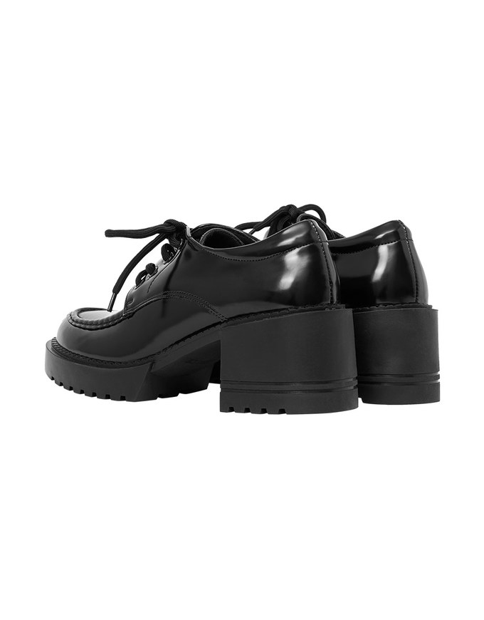 Lace-Up Platform Mid-Heel Loafers