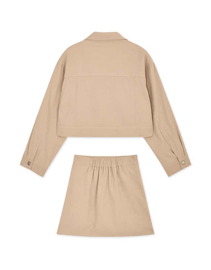 Lapel Buttoned Irregular Skirt Set