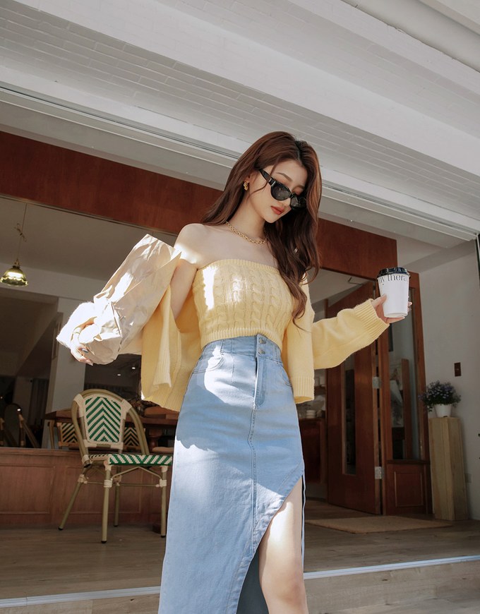 Buttoned Oversized Two Piece Knit Top