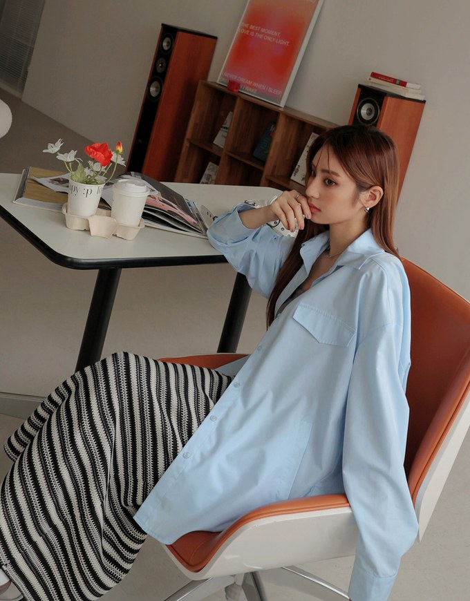 Anti-Wrinkle Iron Free Loose Long Blouse Shirt