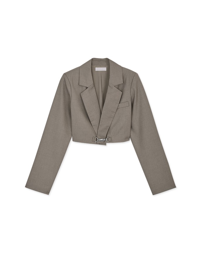 Lapel Silver Accessories Blazer With Shoulder Pads