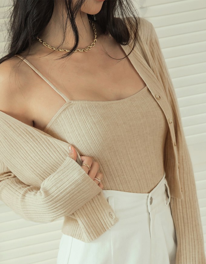 V-Neck Two-Piece Knit Crop Top