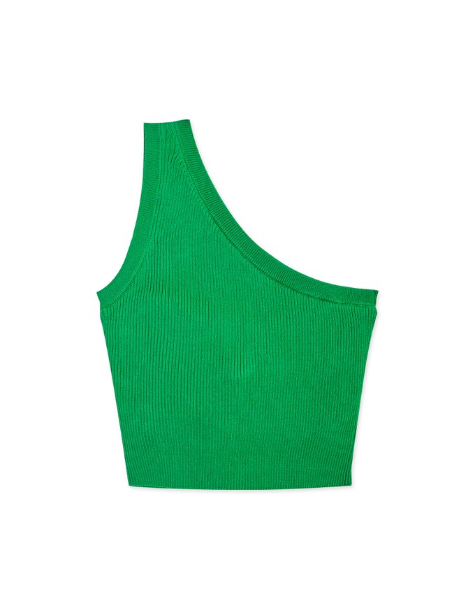 One Shoulder Knitted Top (With Padding)