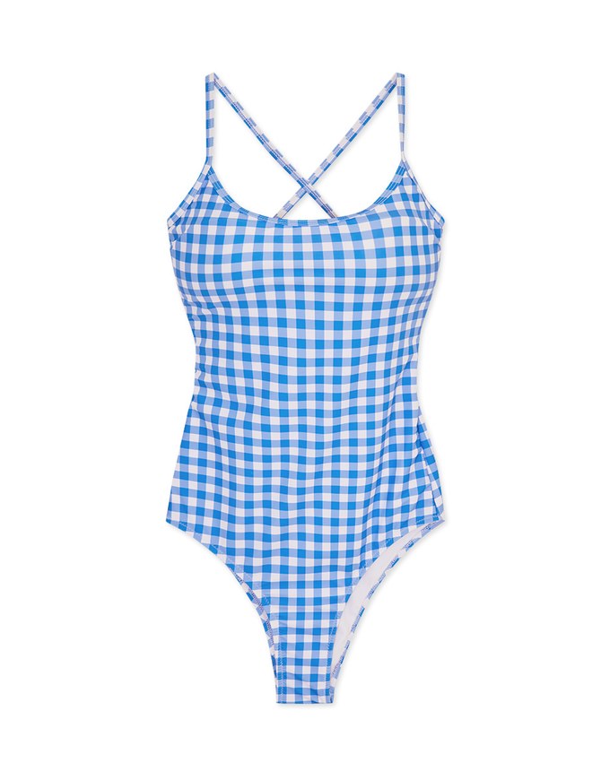 【I am CIRCLE】Collab- Plaid Lace-Up One-Piece Swimsuit