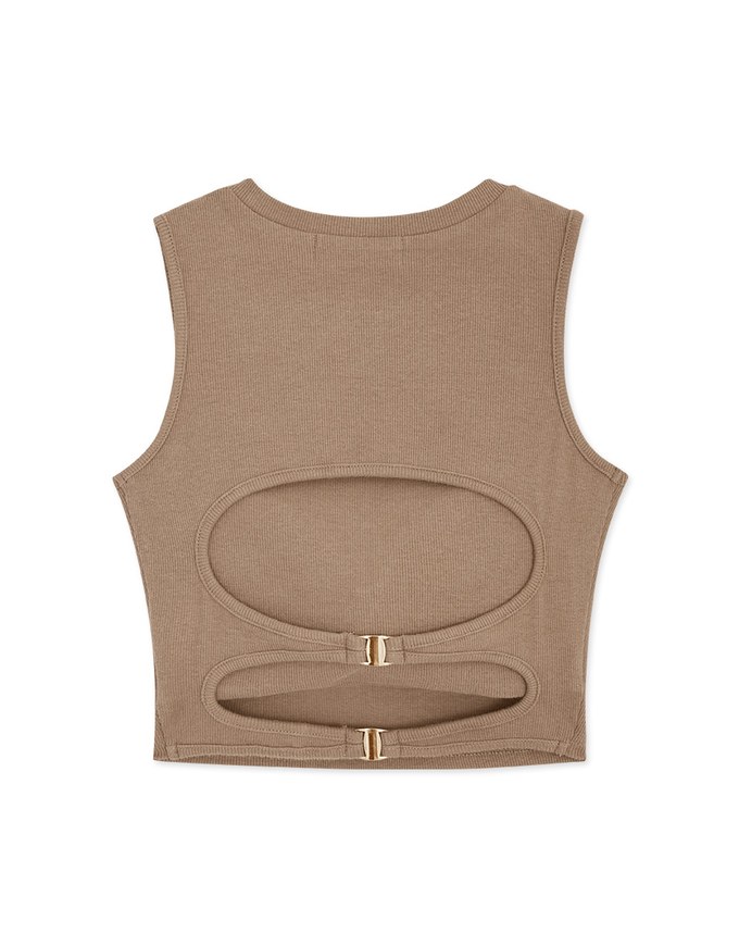 Back Hollow Button Low Back Vest (With Padding)