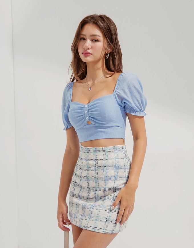 2Way Puffy Sleeve Crop Top (With Padding) - AIR SPACE