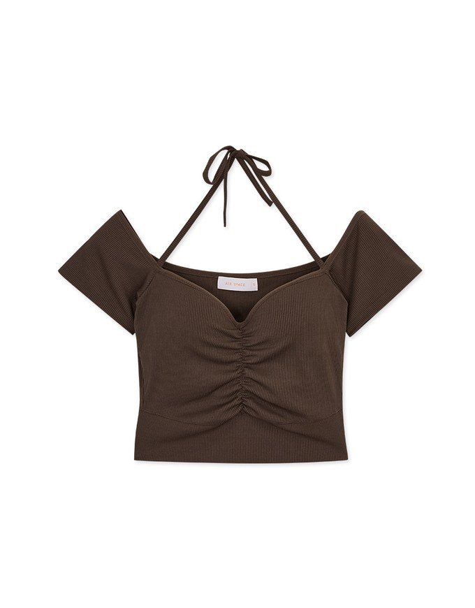 Extreme Neck Hollow Push Up Shirred Padded Bra Top