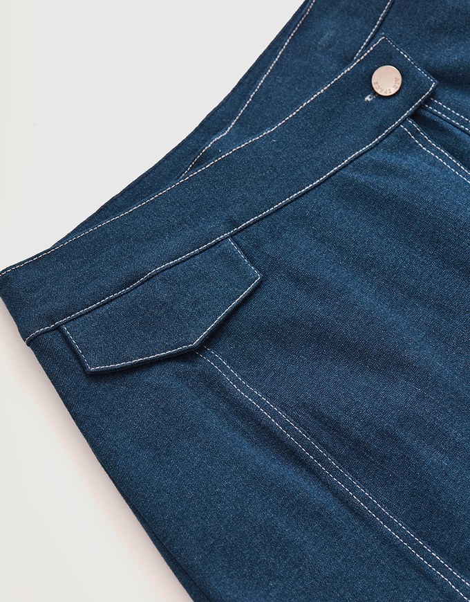 Denim Jeans Side Button Skorts