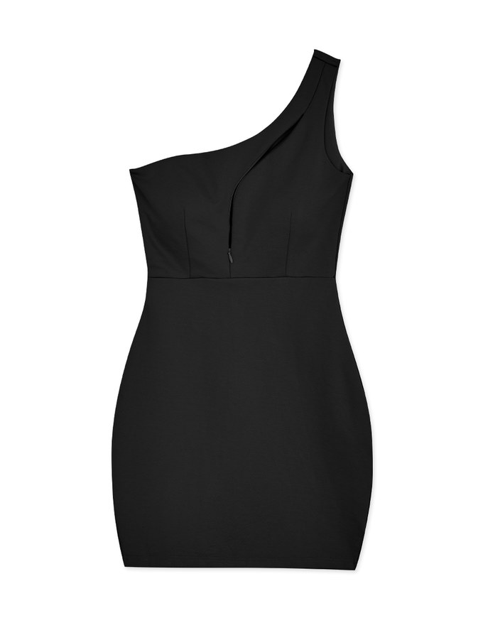 K-Pop Slimminghollow-Out Chest Zipper Dress (With Padding)