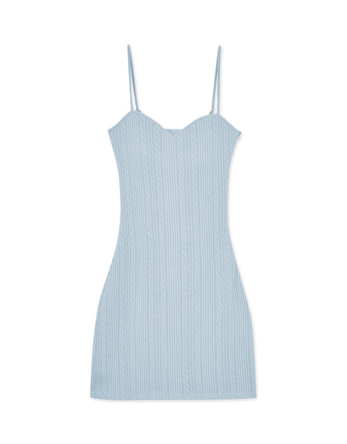Twist Textured Cami Shoulder Mini Dress (With Padding)