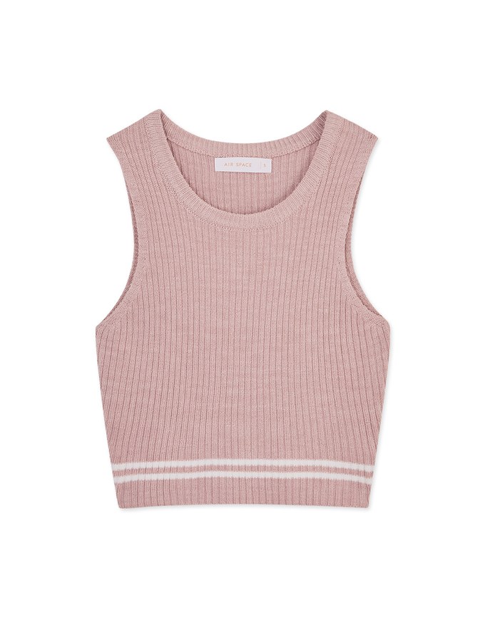 Line Knit Cropped Tank Top