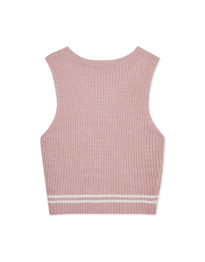 Line Knit Cropped Tank Top