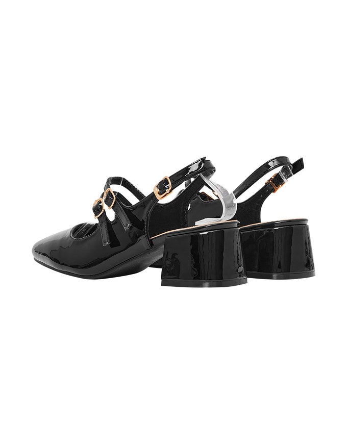 Square Toe Double Buckle Back Heels