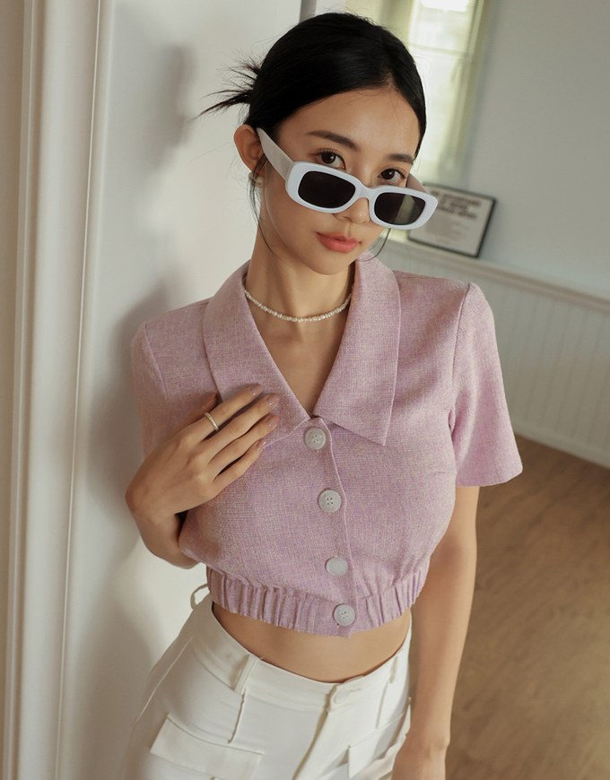 Button-Breasted Crop Top