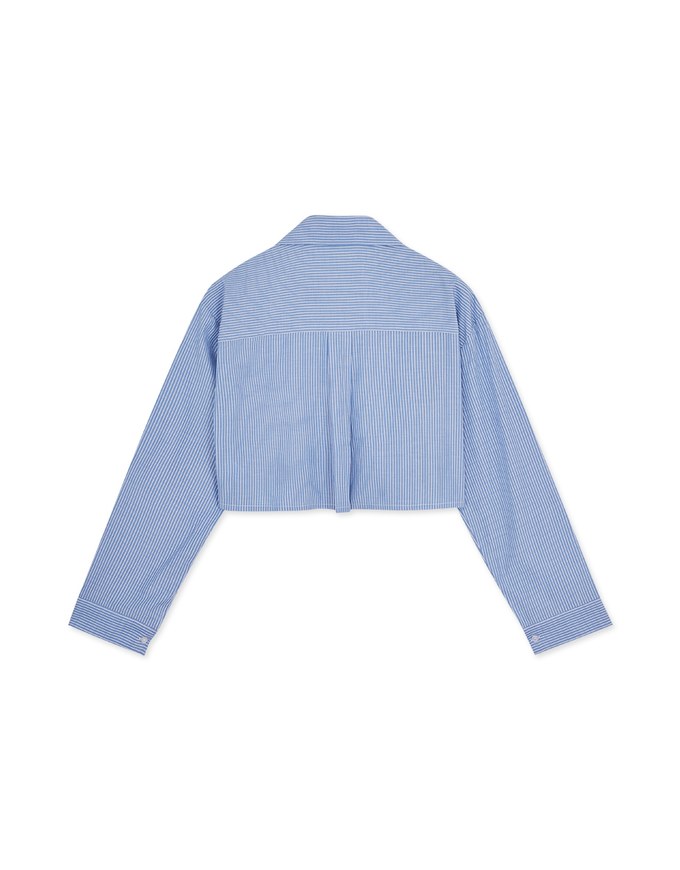 Simple Crop Long Sleeve Blouse Shirt