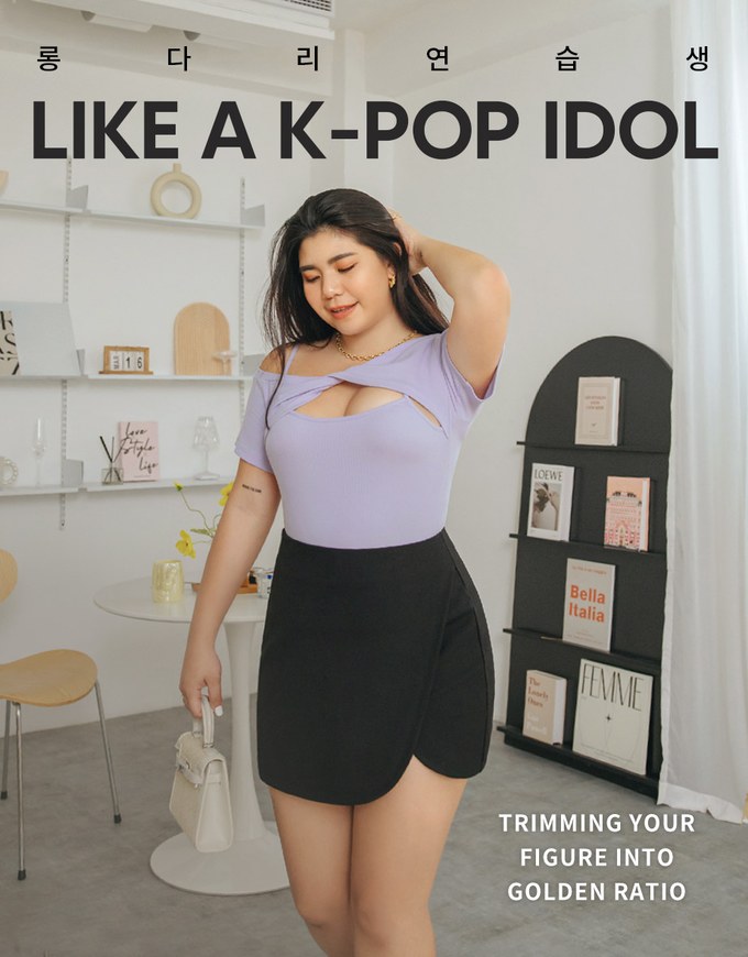 K-Pop Slimming Slit Petal Design Skort