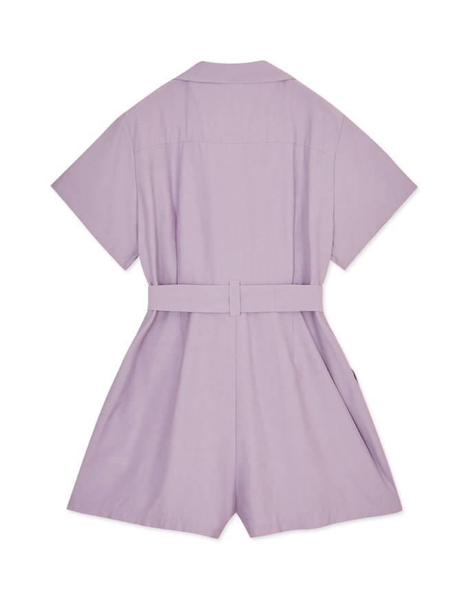 Lapel Collar Button Up Playsuit (With Sash)