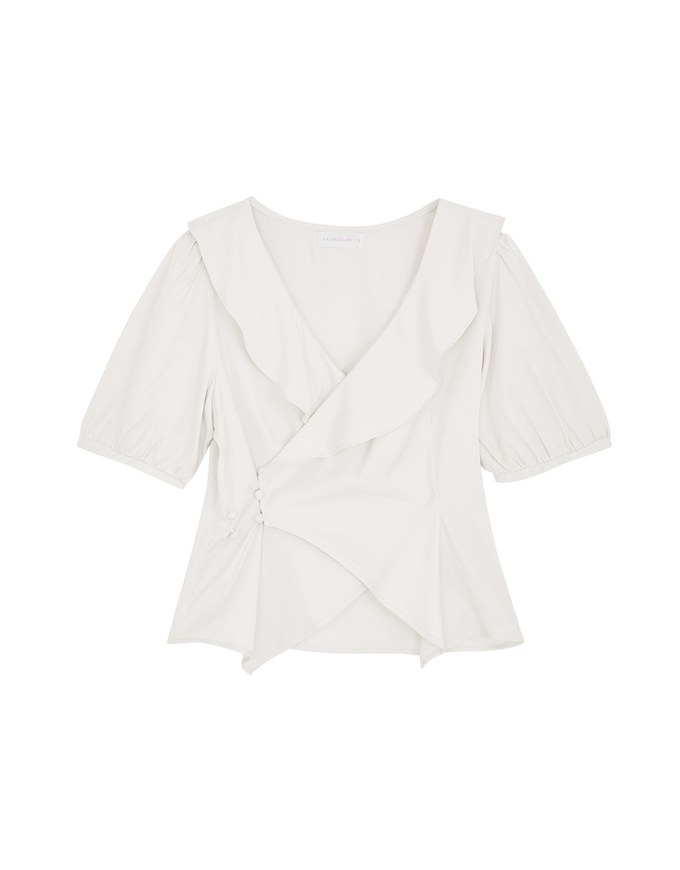 Overlap Ruffle Puff Sleeve Top