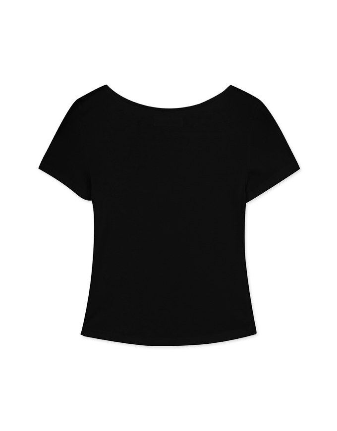 Crinkle Crew-Neck Cap Sleeve T-Shirt