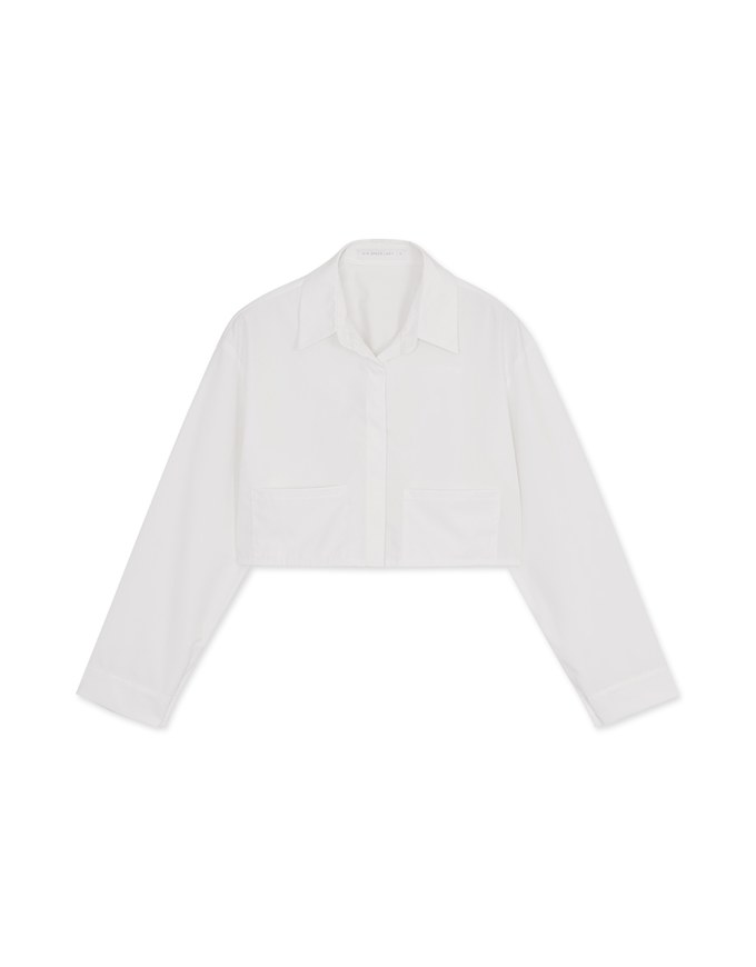 Simple Crop Long Sleeve Blouse Shirt