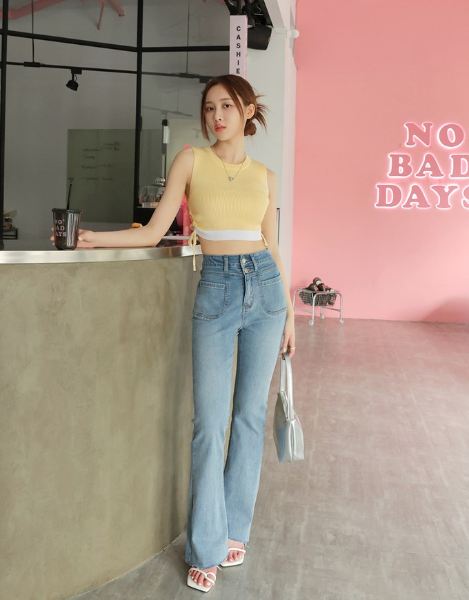 High Waisted Flare Denim Jeans Pants