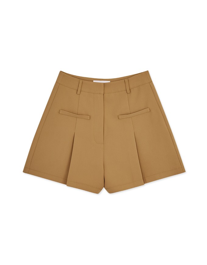 Concealed Placket Pleated Shorts