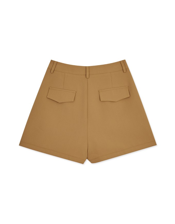 Concealed Placket Pleated Shorts