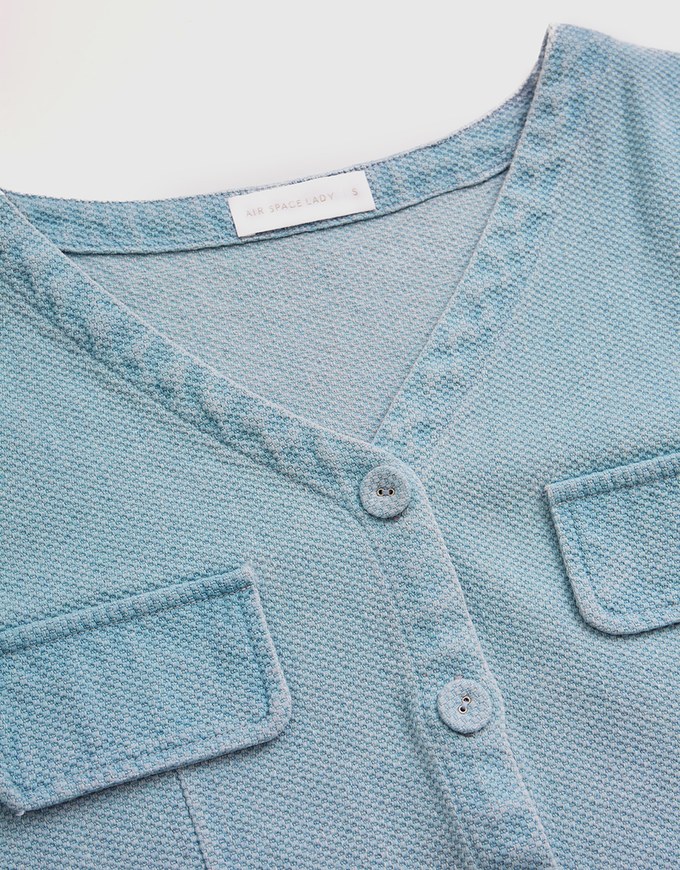 Buttoned Denim Jeans Crop Blazer Jacket