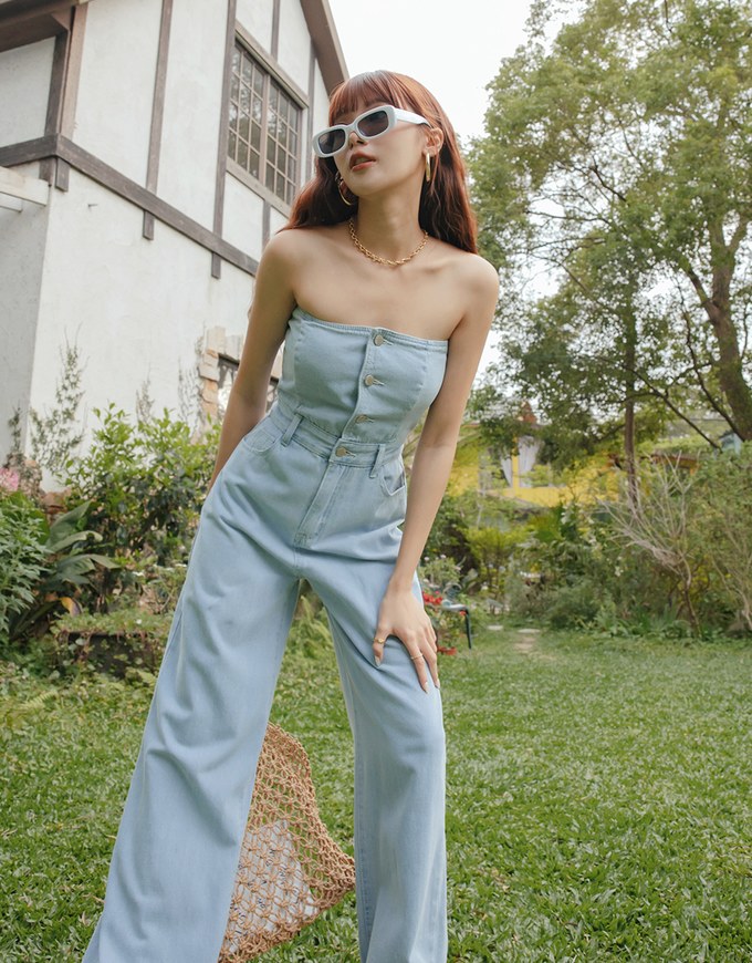 2way Denim Jeans Tank Jumpsuit