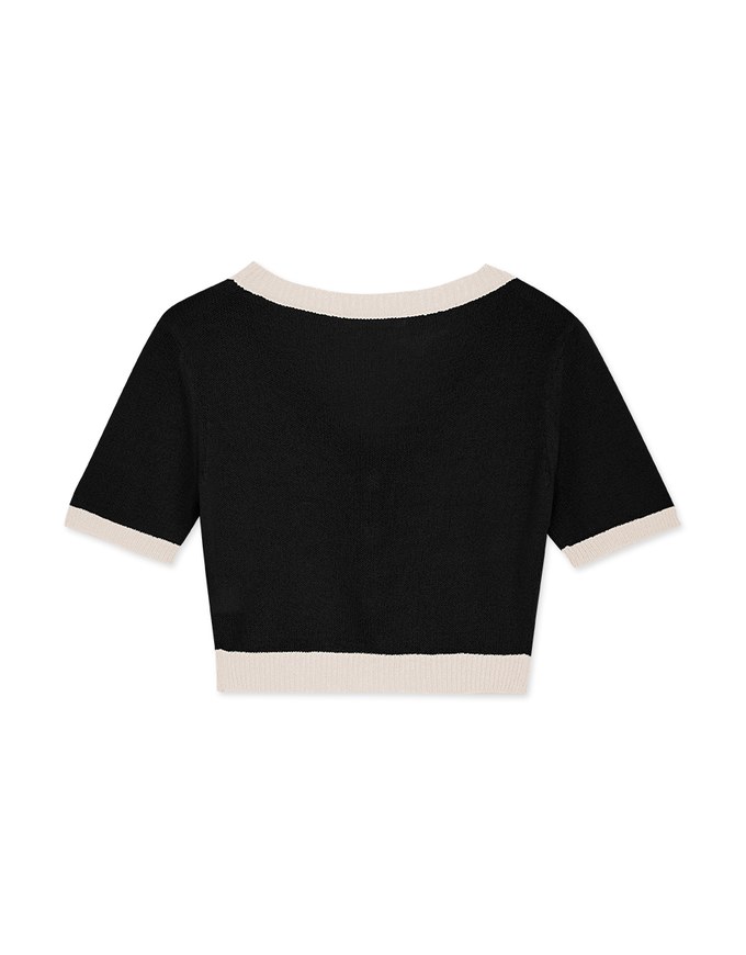 Two Tone Knit Cropped Top