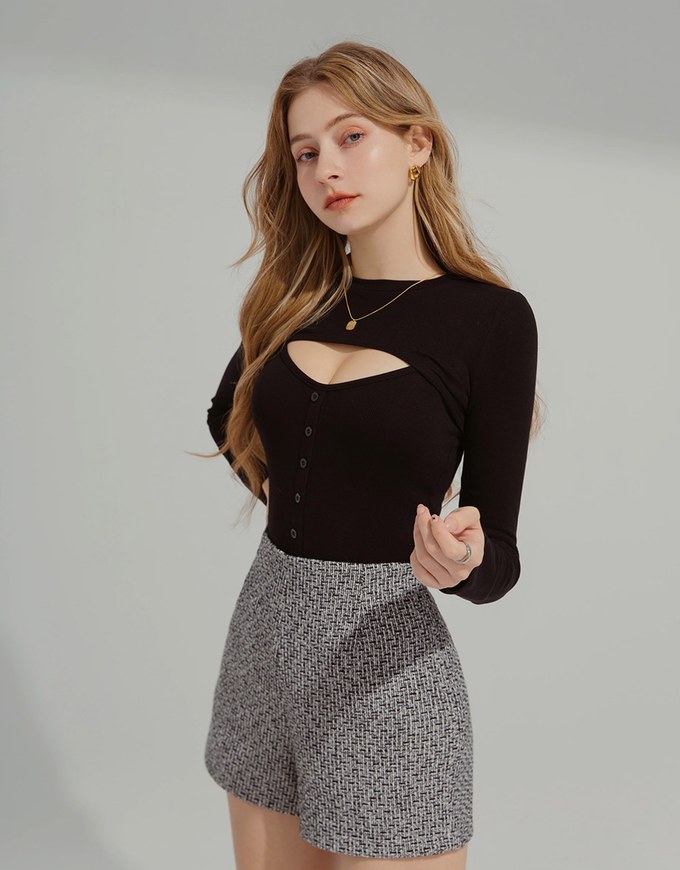 Two-piece Hollow Ribbed Top