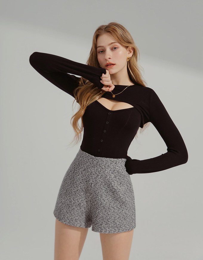 Two-piece Hollow Knit Top