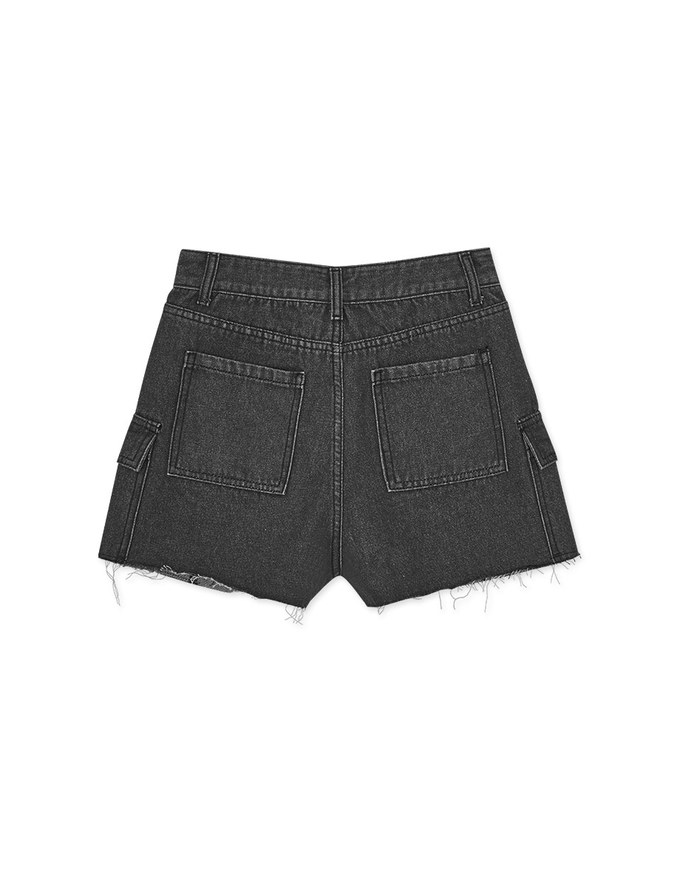 Drawstring Cargo Style Denim Jeans Shorts