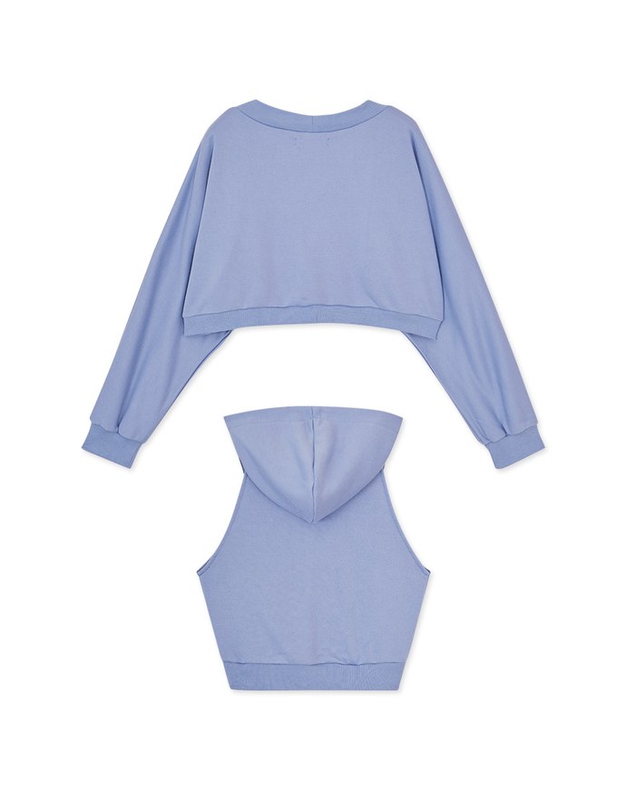 Two-Piece Layered Hooded Top