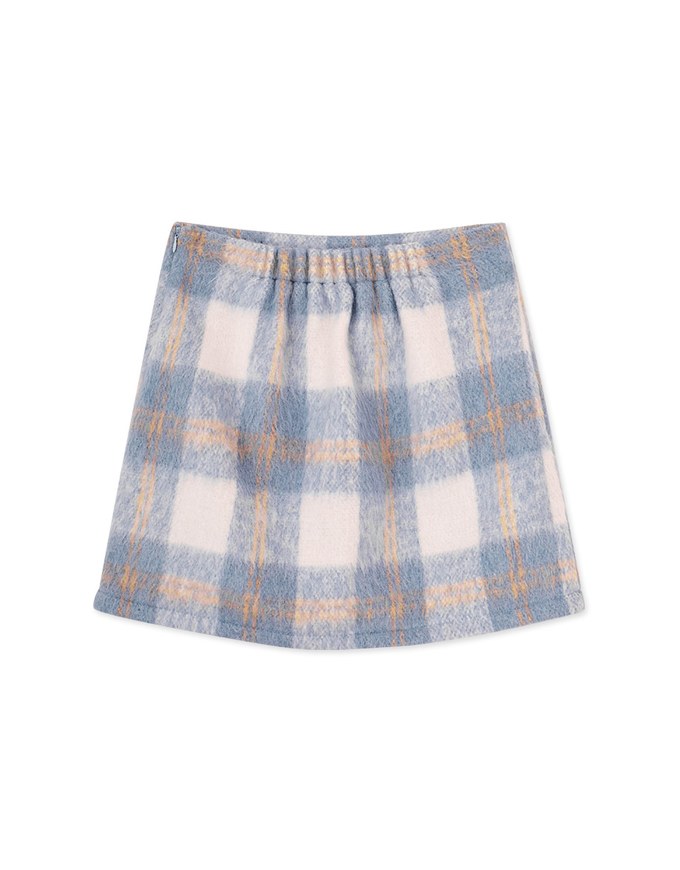 Plush Large Plaid Slit Skirt