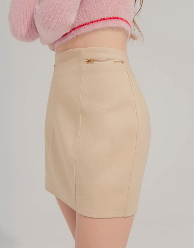 Side Zip Flannel Skirt