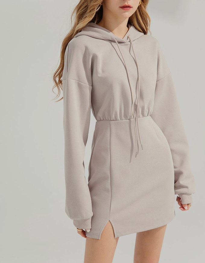 Casual Cotton Hooded Mini Dress