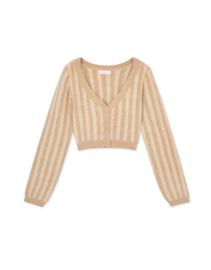 Contrast Color Striped Fleece Knit Top