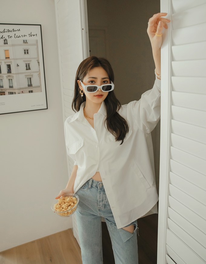 Anti-Wrinkle Iron Free Loose Long Blouse Shirt