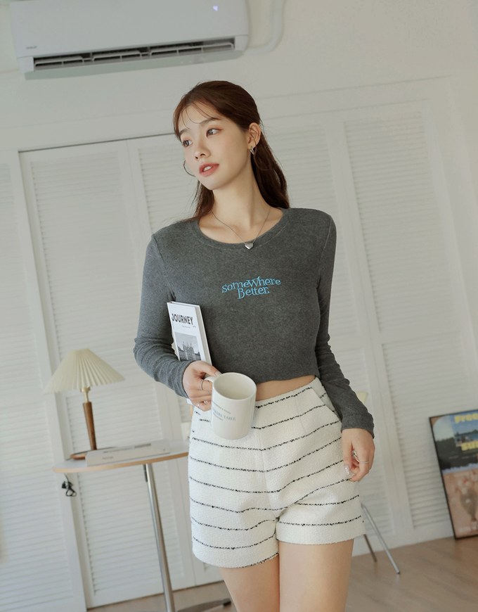 Printed Letter Curling Knit Top