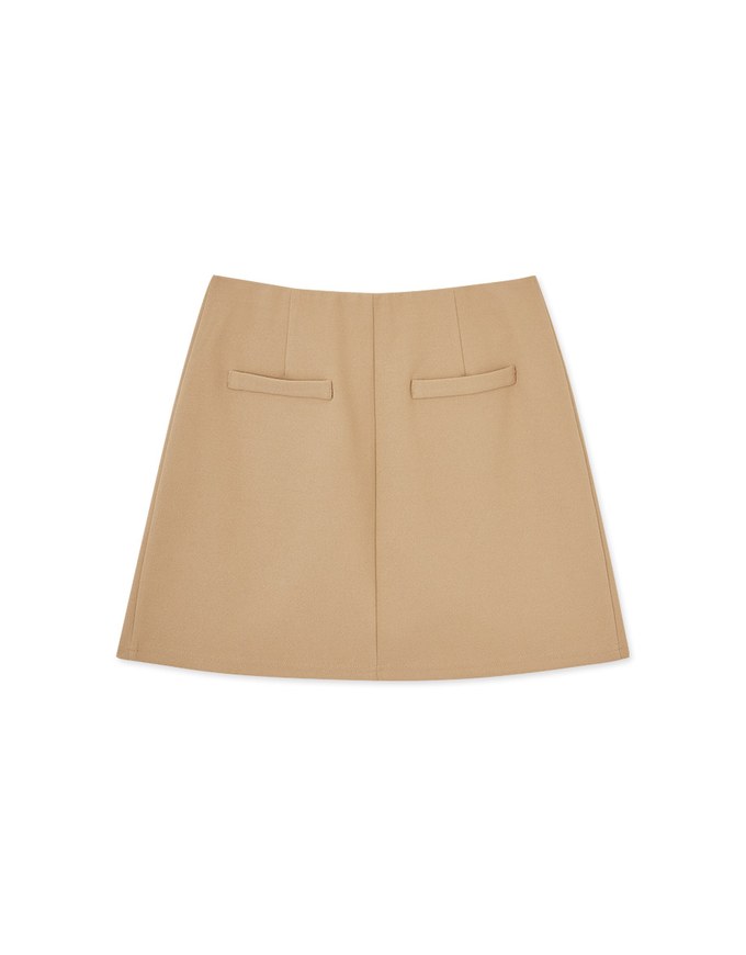 High Waist Side Button Slit Skirt