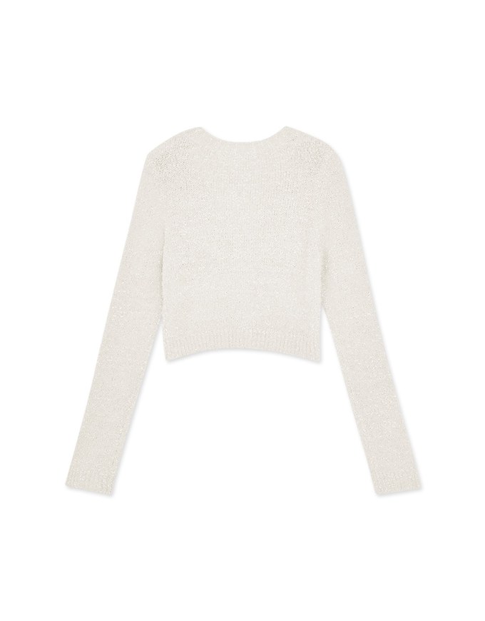 Fluffy Pearl Button Knit Top