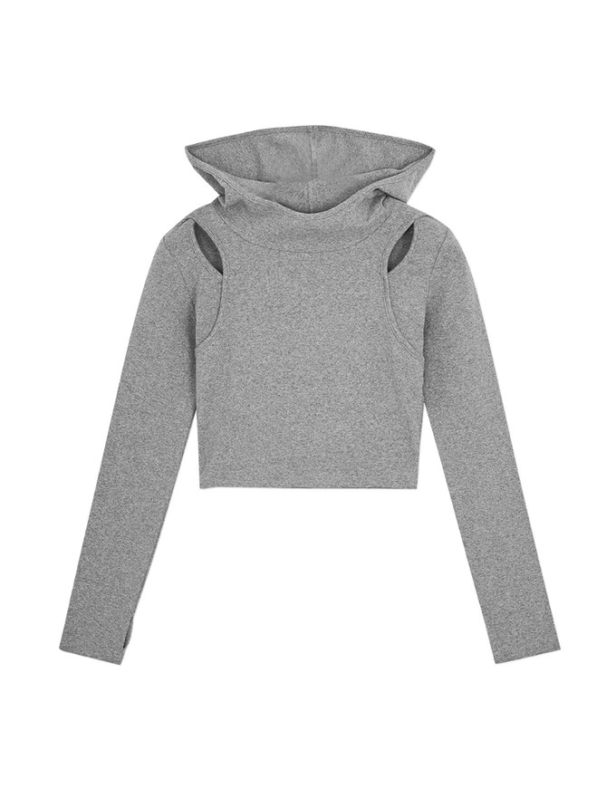 【SHIUAN'S DESIGN】Micro Cut Out Hooded Top