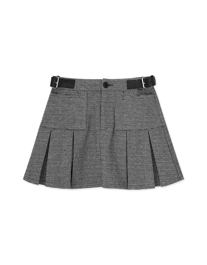 Side Belted Pleated Skirt
