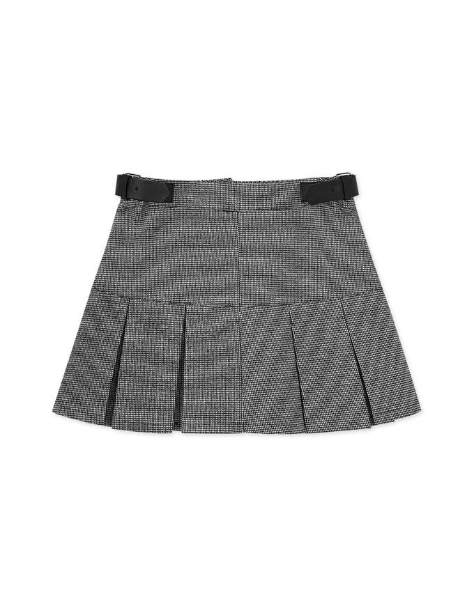 Side Belted Pleated Skirt