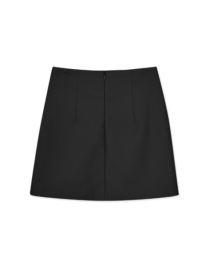 Basic Slit Faux Leather Skirt