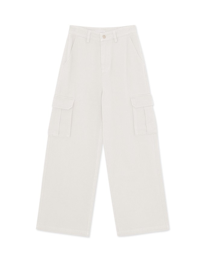 Thick Straight Leg Cargo Wide Pants