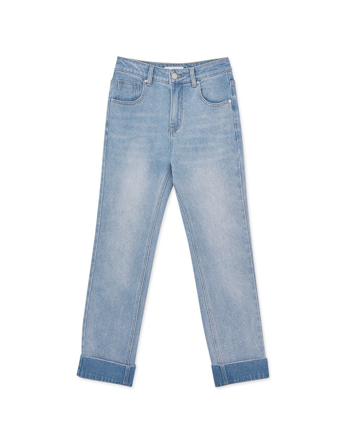 Foldable Denim Jeans Straight Leg Pants