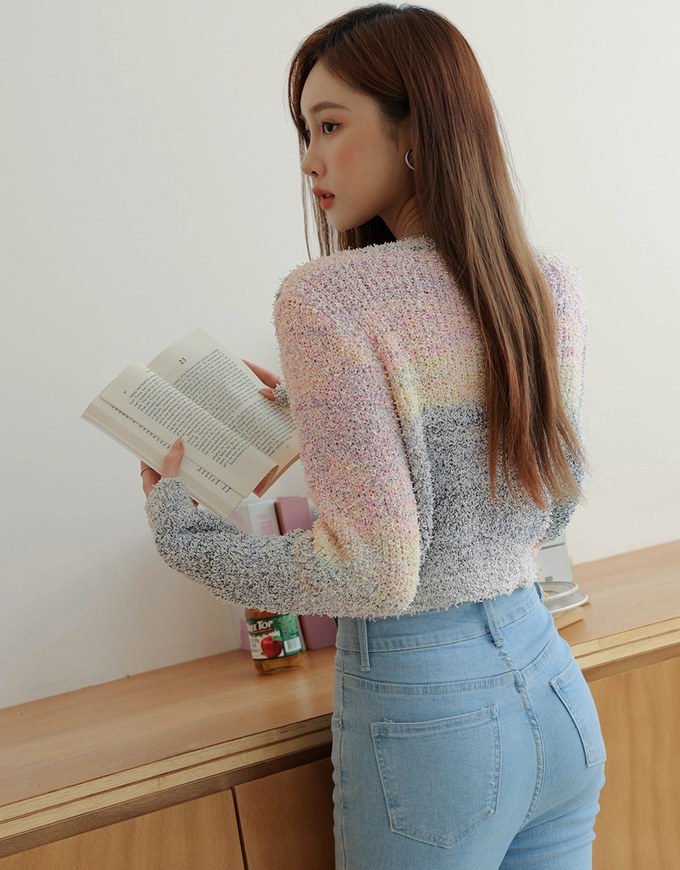 Colorful Rainbow Mixed Knit Top